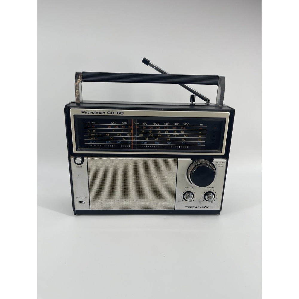 Vintage Realistic Patrolman CB-60 Radio AM‎ FM CB VHF UHF AC/Battery (Tested).